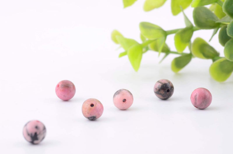 Cmidy Natural Stone Beads 100pcs 8mm Black Stripe Rhodonite Round Real Stone Beading Loose Gemstone Hole 1mm DIY Charm Beads for Bracelet Necklace Earrings Jewelry Making (Black Stripe Rhodochrosite, 8mm) - Image 4